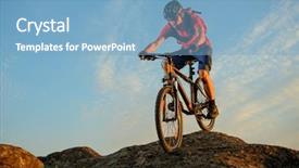  Presentation with sport blue - Audience pleasing theme consisting of t-shirt riding the bike backdrop and a light blue colored foreground