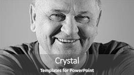  Presentation with black man - Cool new slide deck with t-shirt smiling with dimples backdrop and a dark gray colored foreground