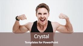  Presentation with black man - Beautiful slides featuring t-shirt standing over white backdrop and a violet colored foreground