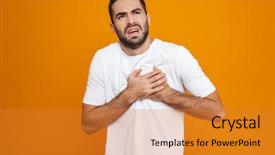  Presentation with pain - Slide deck enhanced with t-shirt touching his heart background and a gold colored foreground