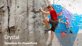  Presentation with sports - Slide deck consisting of t-shirt training on climbing background and a gray colored foreground