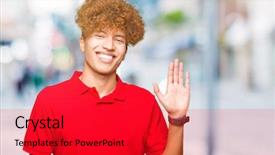  Presentation with afro hair salon - Presentation theme consisting of t-shirt waiving saying hello background and a red colored foreground