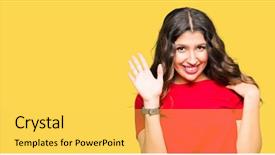  Presentation with saying - Slide set featuring t-shirt waiving saying hello background and a yellow colored foreground