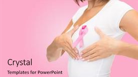  Presentation with breast cancer shirt - Audience pleasing PPT theme consisting of t-shirt with breast cancer backdrop and a lemonade colored foreground