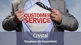  Presentation with customer service - Beautiful slide deck featuring t shirt with customer service backdrop and a ocean colored foreground