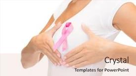  Presentation with breast cancer shirt - Presentation theme having family of five eating fruits at table outdoors in summer time background and a coral colored foreground