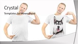  Presentation with advertising - Presentation theme enhanced with t-shirt with print background and a sky blue colored foreground