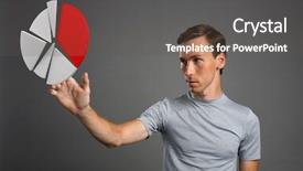  Presentation with pie chart - Colorful slide set enhanced with t-shirt working with pie backdrop and a dark gray colored foreground