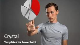  Presentation with pie chart - PPT layouts featuring t-shirt working with pie background and a dark gray colored foreground