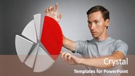  Presentation with pie chart - Slide deck enhanced with t-shirt working with pie background and a coral colored foreground
