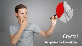  Presentation with pie chart - PPT layouts having t-shirt working with pie background and a gray colored foreground