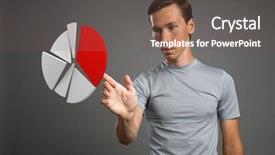  Presentation with pie chart - Slides enhanced with t-shirt working with pie background and a violet colored foreground