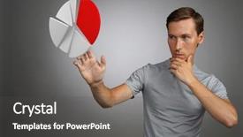  Presentation with pie chart - Beautiful presentation theme featuring t-shirt working with pie backdrop and a dark gray colored foreground