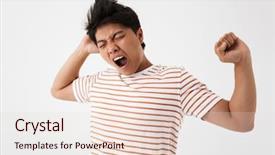  Presentation with baby sleep little brown - Colorful presentation design enhanced with t-shirt yawning after sleepless backdrop and a lemonade colored foreground