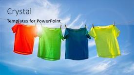  Presentation with sky sun - PPT layouts enhanced with t-shirts-hanging background and a light blue colored foreground