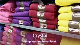  Presentation with different - Presentation theme featuring t-shirts in different sizes background and a tawny brown colored foreground