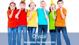  Presentation with colored - Cool new slide deck with t-shirts with party blower backdrop and a ocean colored foreground