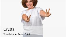  Presentation with victory - PPT layouts having t v - beautiful middle ager senior woman background and a  colored foreground