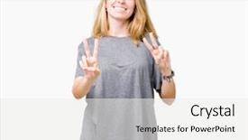  Presentation with victory - PPT layouts with t v - beautiful young woman wearing oversize background and a  colored foreground