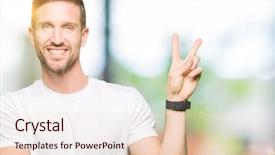 Presentation with victory - Cool new PPT theme with t v - handsome man wearing casual white backdrop and a  colored foreground