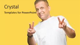  Presentation with arab - Slide set having t v - middle age arab man wearig background and a  colored foreground