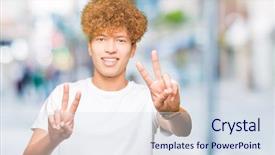  Presentation with afro hair salon - Slide set with t v - young handsome man with afro background and a  colored foreground