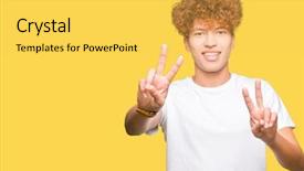  Presentation with afro - Slide set having t v - young handsome man with afro background and a  colored foreground