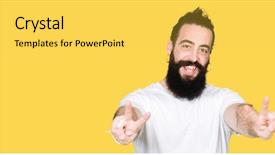  Presentation with long hair man - Amazing slide deck having t v - young hipster man with long backdrop and a  colored foreground