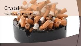  Presentation with cigarette - Theme enhanced with tabac - ashtray full of cigarette butts background and a coral colored foreground
