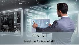  Presentation with data management - Beautiful slide deck featuring tabac - businessman in big data management backdrop and a light gray colored foreground