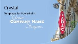  Presentation with cigar - Audience pleasing presentation design consisting of tabac - cigar store sign in paris backdrop and a light blue colored foreground