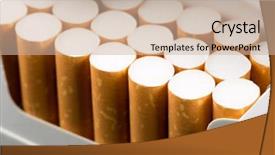  Presentation with cigarettes - Theme having tabac - close-up of cigarettes in pack background and a soft green colored foreground