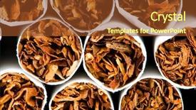  Presentation with cigarettes - PPT layouts consisting of tabac - close up of smoking cigarettes background and a tawny brown colored foreground