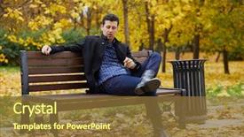  Presentation with cigar - Beautiful presentation design featuring fall knees - man sits on bench backdrop and a  colored foreground