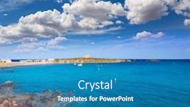  Presentation with mediterranean - Amazing slide deck having tabarca-island-alicante-mediterranean-blue backdrop and a teal colored foreground