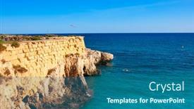  Presentation with mediterranean - Beautiful slide set featuring tabarca-island-alicante-mediterranean-blue backdrop and a ocean colored foreground