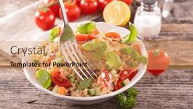  Presentation with tomato - PPT theme having tabbouleh-mixed-vegetable-salad background and a yellow colored foreground