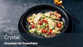  Presentation with vegetarian - Slides consisting of tabbouleh-salad-traditional-middle-eastern background and a tawny brown colored foreground