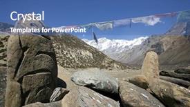  Presentation with prayer - Presentation design with tabeletes - tibetan mani prayer stones annapurna background and a ocean colored foreground