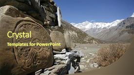  Presentation with prayer - Colorful presentation theme enhanced with tabeletes - tibetan mani prayer stones annapurna backdrop and a tawny brown colored foreground