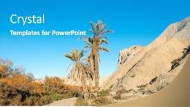  Presentation with palm tree - PPT layouts featuring tabernas-desert-landscape-with-mountain background and a teal colored foreground