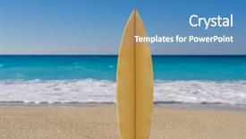  Presentation with teamwork fun - Theme with tabla - surfboard on the beach awaiting background and a teal colored foreground