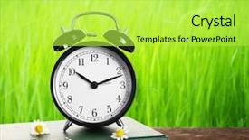  Presentation with books flowers - Colorful presentation design enhanced with table against grass background time backdrop and a yellow colored foreground