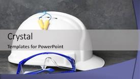  Presentation with hat - Audience pleasing PPT theme consisting of table against grey background hearing backdrop and a light gray colored foreground