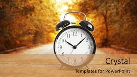  Presentation with alarm - Slides consisting of table against landscape background time background and a yellow colored foreground