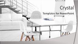  Presentation with interior design of classic white - Presentation design featuring table and chairs in office background and a white colored foreground