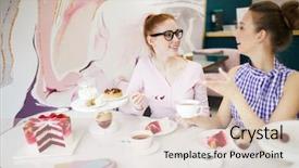  Presentation with strategy maze women - Slides with table and eating red velvet background and a lemonade colored foreground