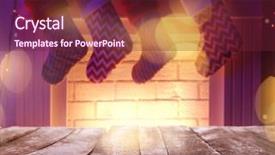  Presentation with christmas fireplace log fire burns - Amazing slide set having table and fireplace with christmas backdrop and a tawny brown colored foreground