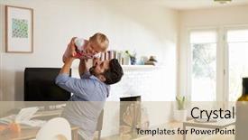  Presentation with father - Beautiful slide deck featuring table and plays with baby backdrop and a  colored foreground