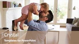  Presentation with father - Colorful presentation design enhanced with table and plays with baby backdrop and a  colored foreground